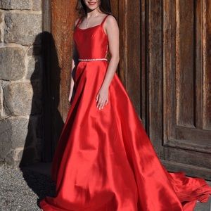 Red long formal dress